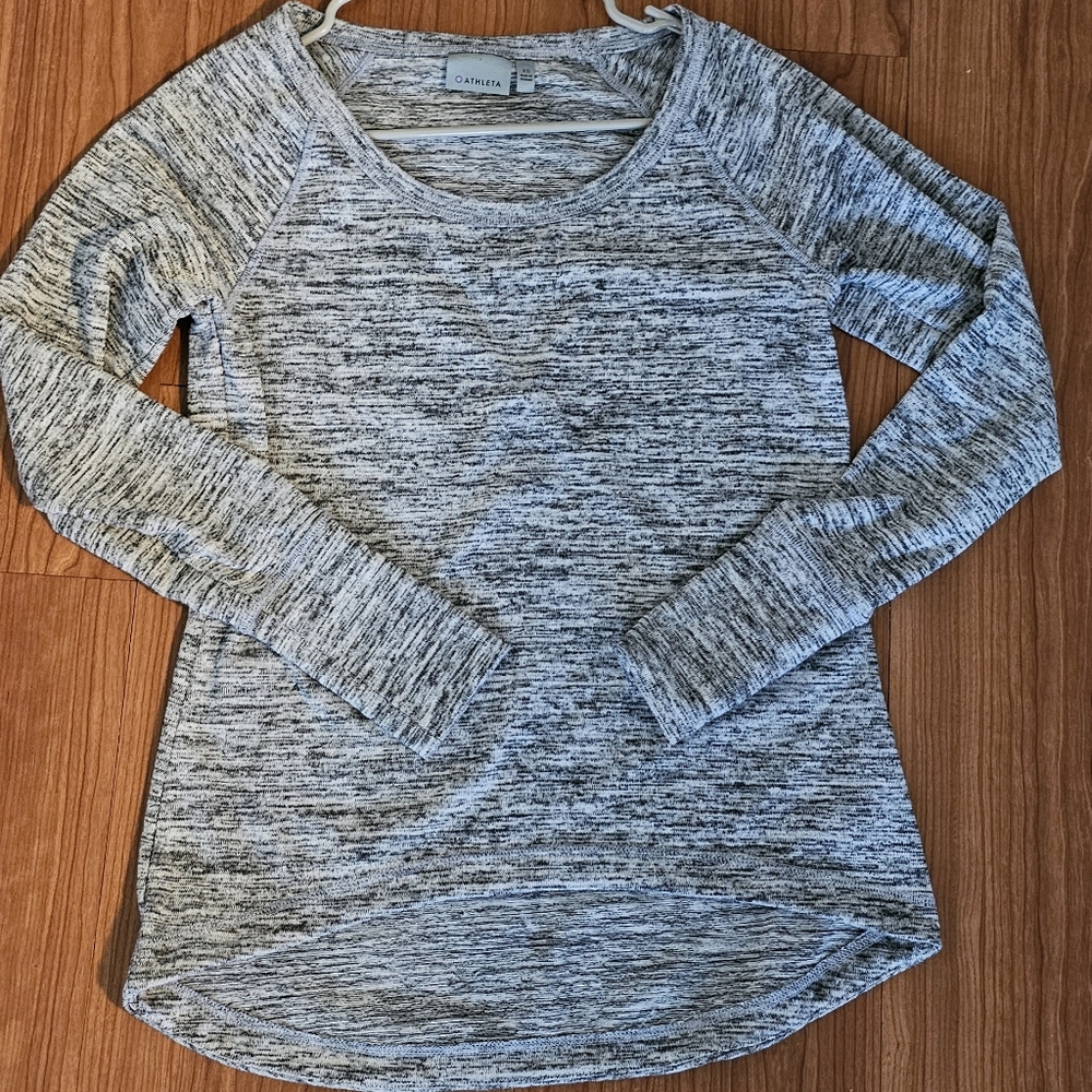 Athleta Long Sleeve Luxe Pose Gray Marbled Top Women’s Size XS Comfort Stretch